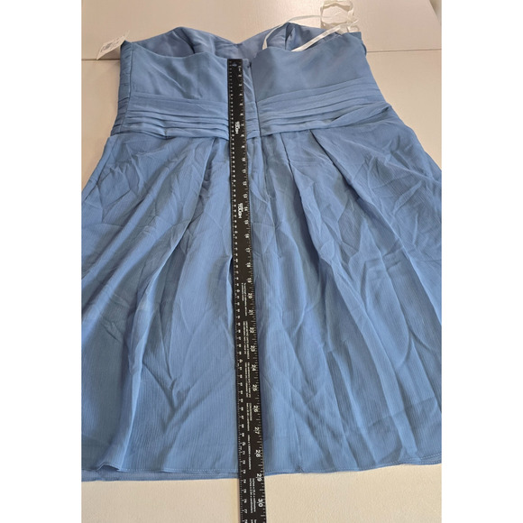 David's Bridal Dress Women's 16 Blue Strapless Mini Ruffles Bridesmaid Prom NWT - Picture 10 of 16